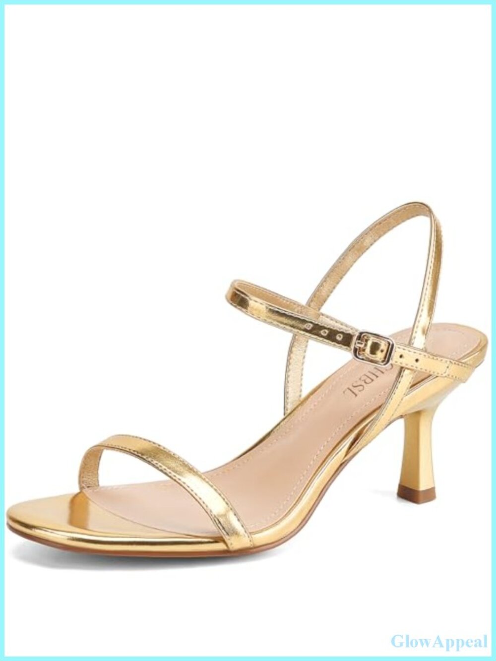 Kitten Heels Faux Leather Round Open Toe Strappy Low Heeled Sandals